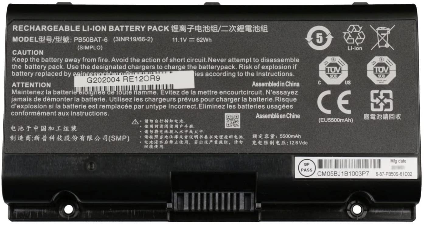 PB50BAT-6 Clevo PB71EF-G,PowerSpec 1720,1520,Sager NP8371 compatible battery