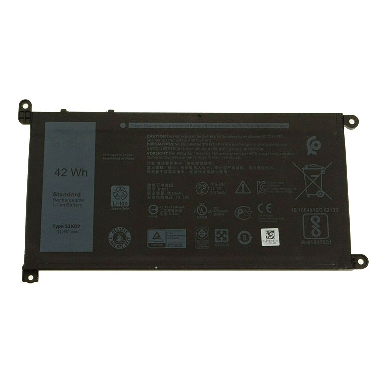 42Wh 11.4V 42Wh 51KD7 Y07HK (FY8XM) compatible battery