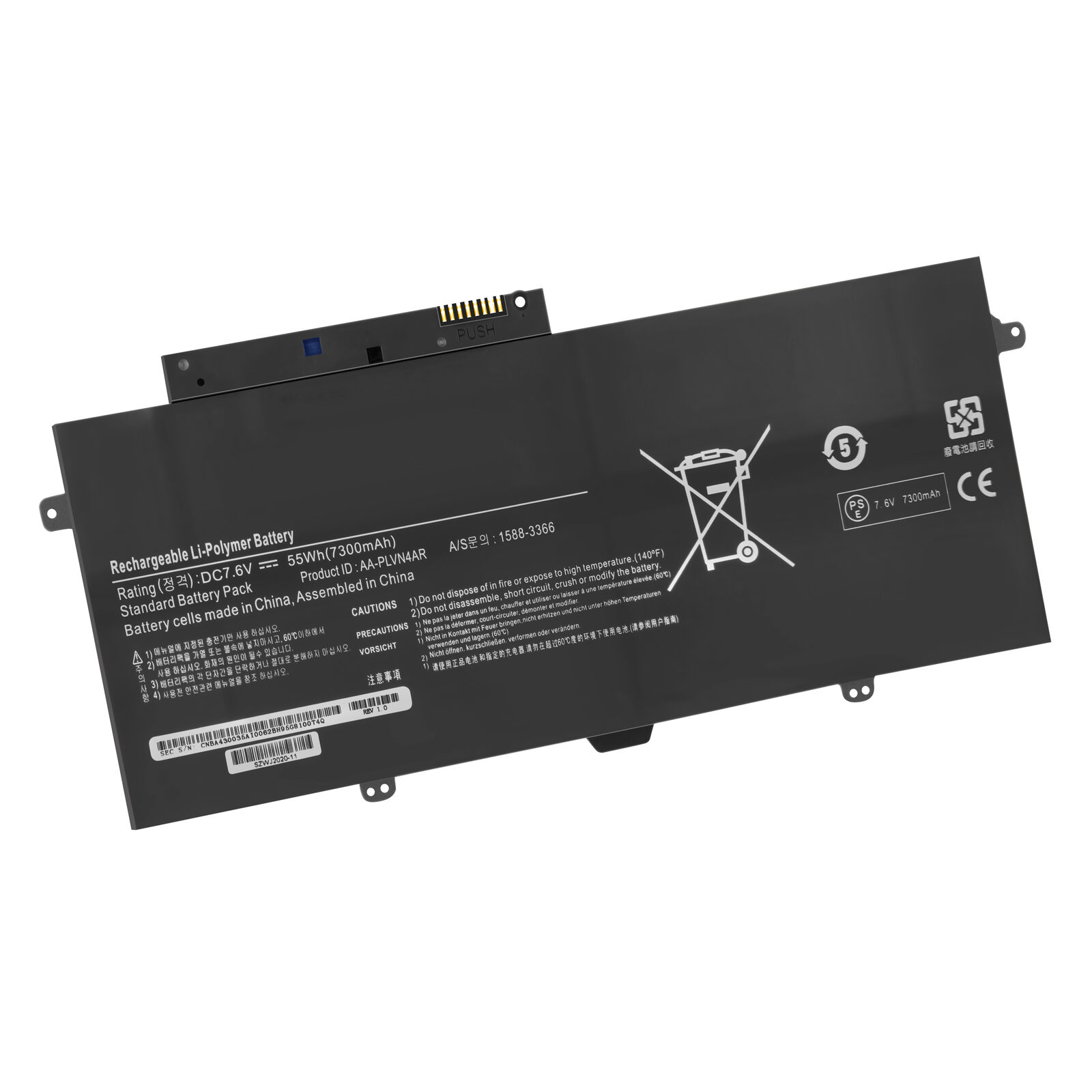 Samsung NP940X3G-K04US 55wh 7,6V Li-Polymer compatible battery