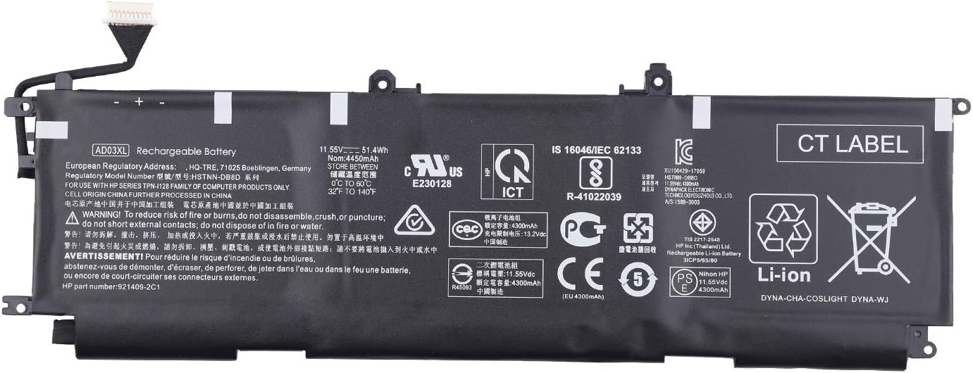 AD03XL HSTNN-DB8D 921409-2C1 921439-855 921409-271 HP Envy 13-AD000 Series compatible battery