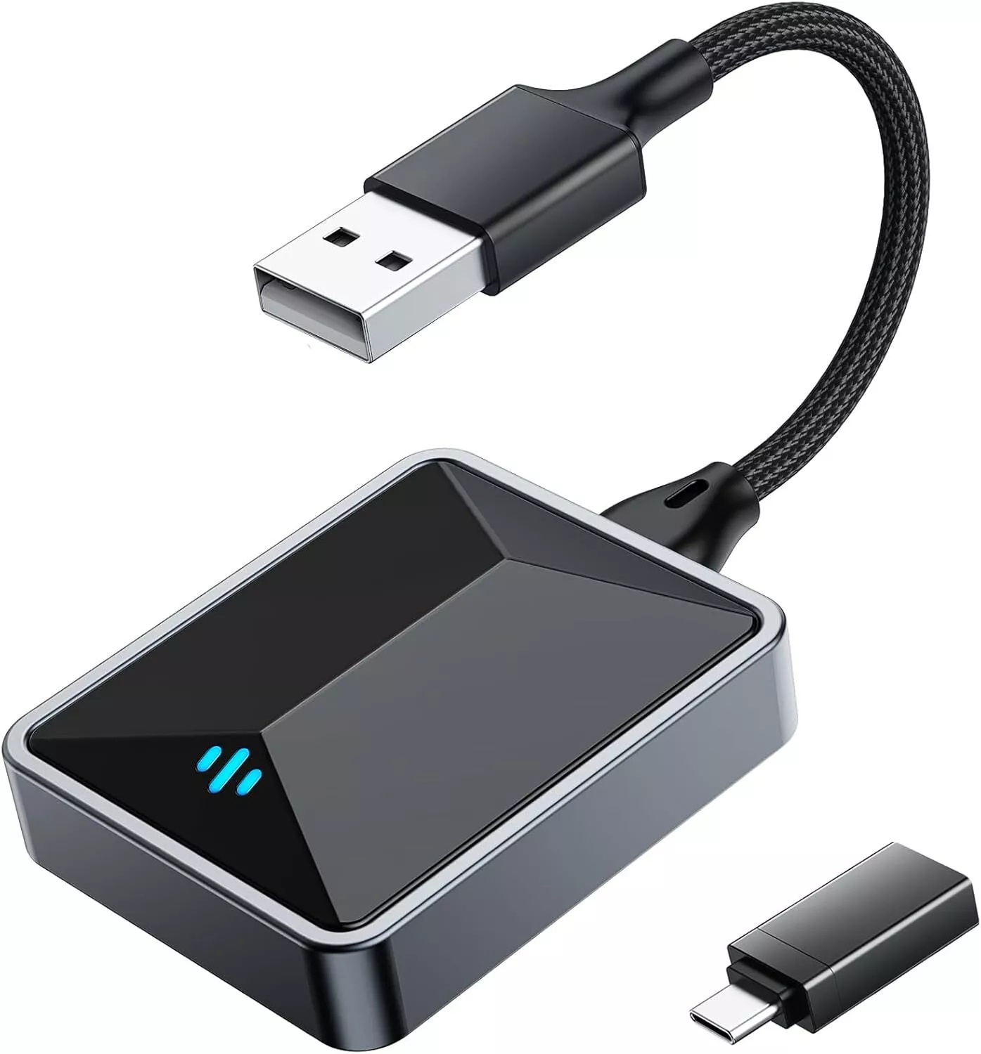 2 in 1 Wireless CarPlay Adapter USB BT Dongle Box for Apple CarPlay Android Auto compatible battery