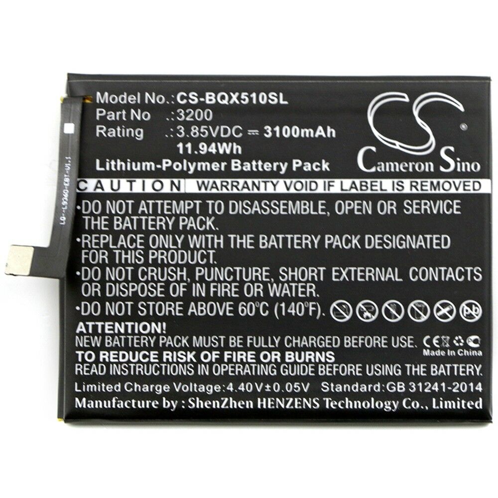 Li-Polymer BQ Aquaris X5 Plus + 3200 3100mAh 3,85V compatible Battery - Click Image to Close