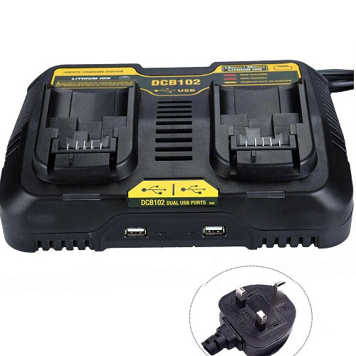 DCB102BP Dual USB Charger 4.5A for DEWALT 12V 14.4V 18V 20V Li-on Battery DCB102 - Click Image to Close