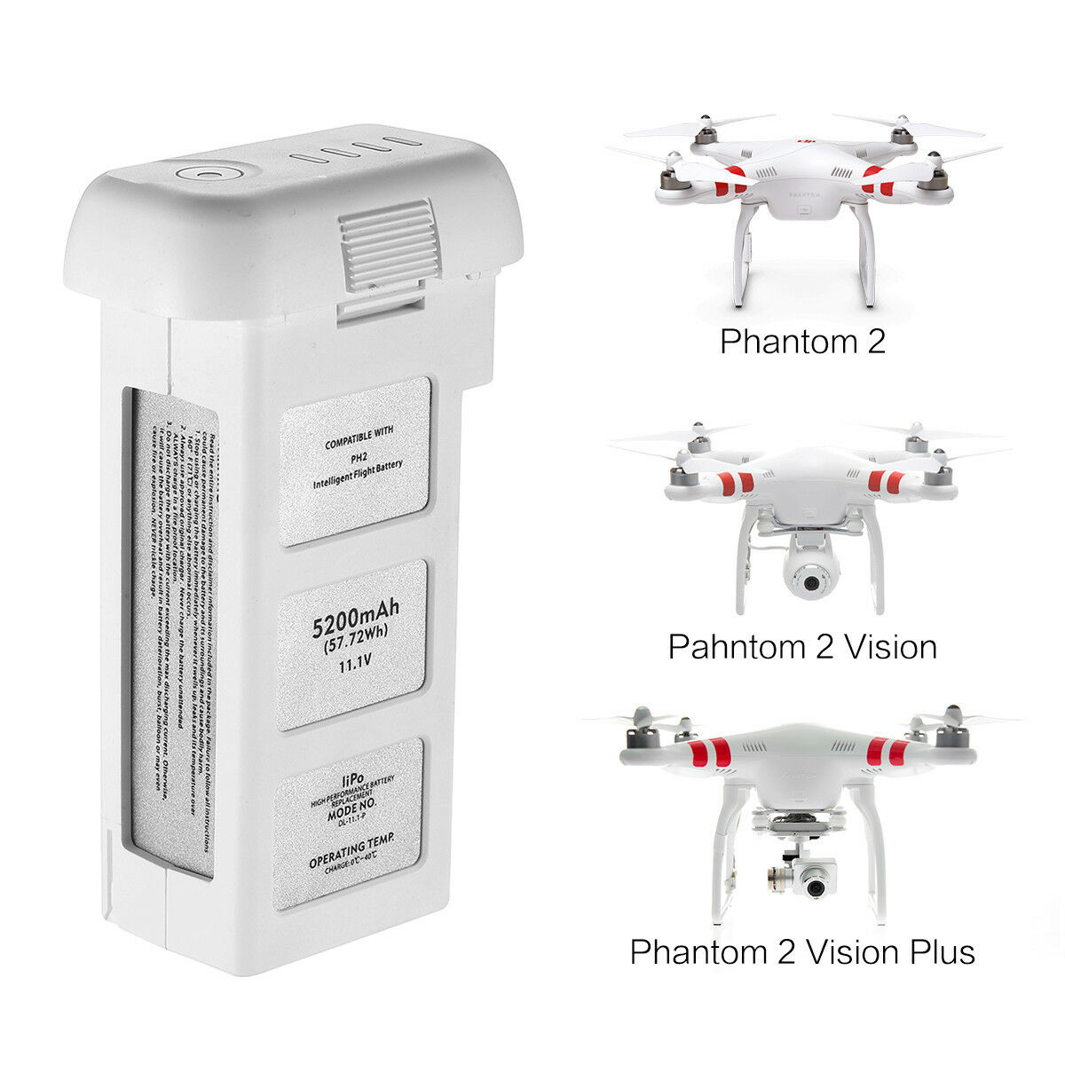 11.1V 5200mAh 3S Intelligent LIPO Battery for DJI Phantom 2 Version Plus UK