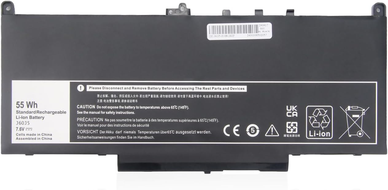 J60J5 R1V85 451-BBSX MC34Y 242WD 7.6V 55WH Dell Latitude E7270 E7470 compatible battery