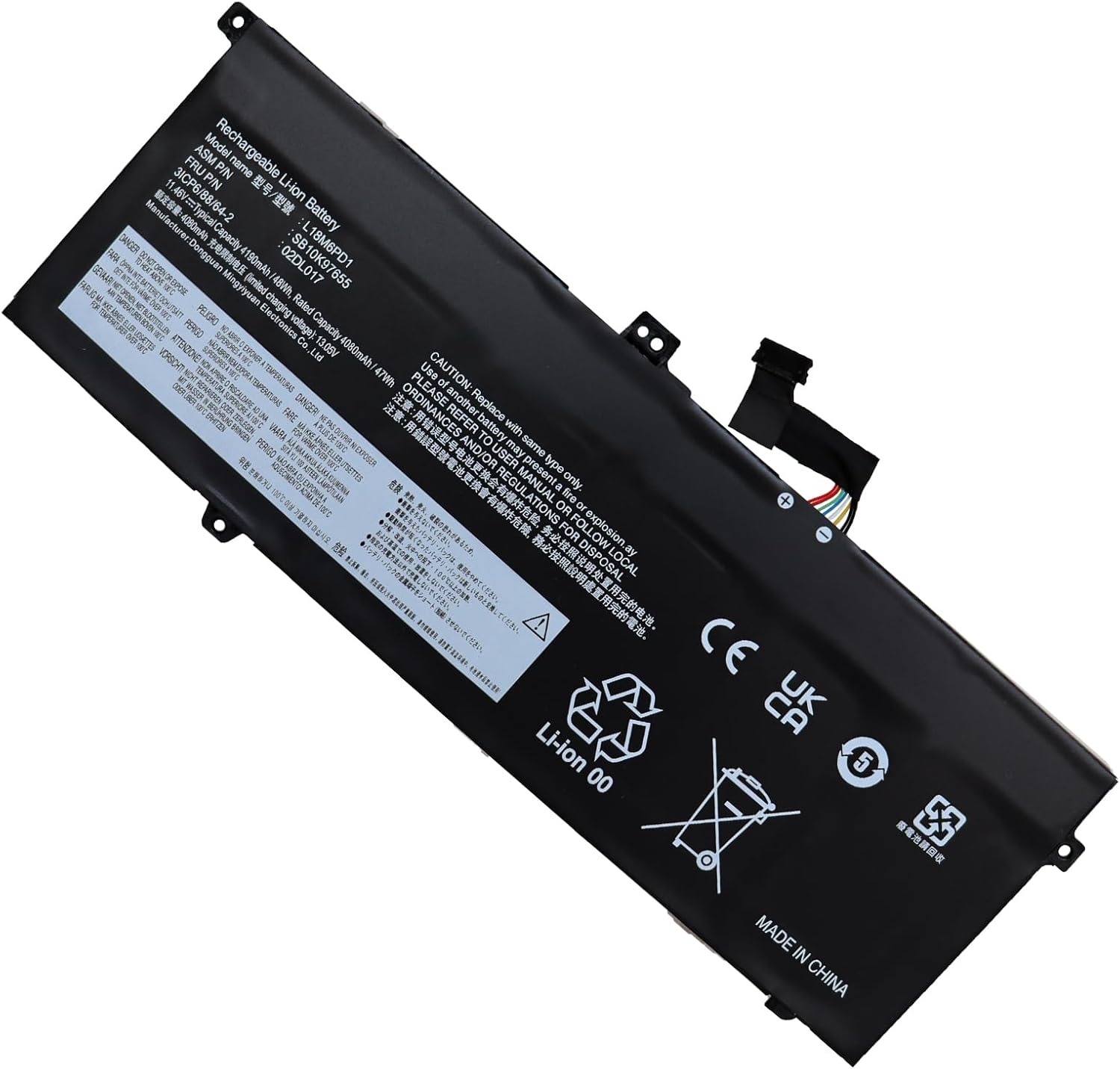 L18M6PD1 Lenovo ThinkPad X13 X390 X395 L18M6PD2 02DL018 L18C6PD1 11.46V 48Wh compatible battery