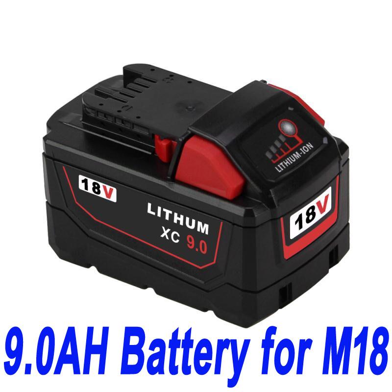 18V 9.0Ah For Milwaukee M18 M18B4 48-11-1828 Red Lithium Ion XC 9.0 compatible Battery