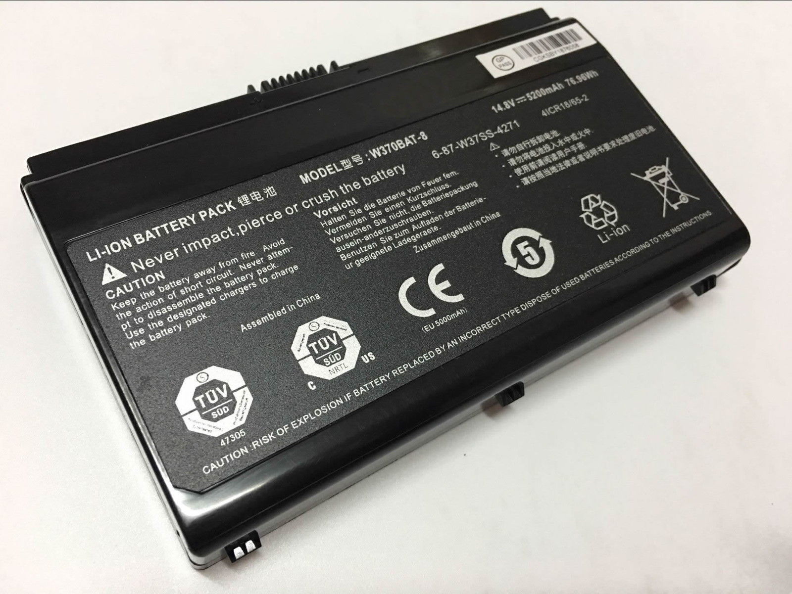 Clevo 6-87-W37ES-427 W370BAT-8 W350ET W350ETQ W355STQ compatible battery