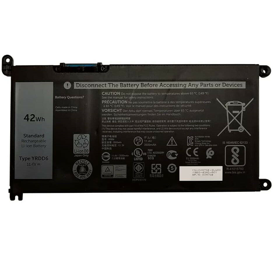 YRDD6 DELL Inspiron 14 3493 3793 5480 5485 5490 5491 5590 5493 VM732 compatible battery