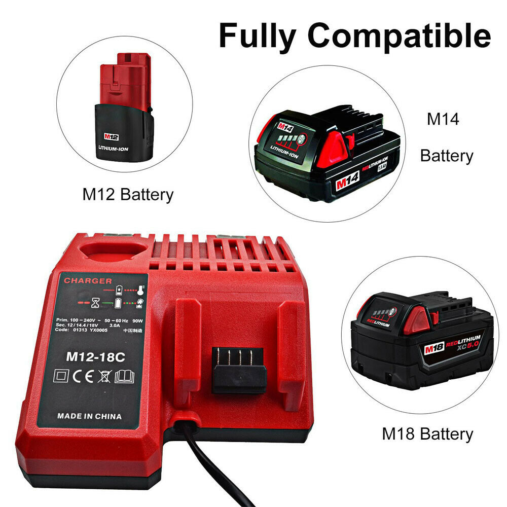 Battery Charger Milwaukee M12-18C 48-59-1812 M18B4 18V Li-ion